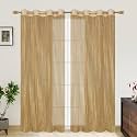 RDK Polyester Sheer-Net Fancy Sheer Sparkling Window Curtain (Golden, 6 feet)- 2pcs
