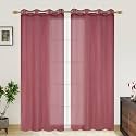 RDK Polyester Sheer-Net Fancy Sheer Sparkling Window Curtain (Maroon, 6 feet)- 2pcs