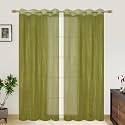 RDK Polyester Sheer-Net Fancy Sheer Sparkling Window Curtain (Green, 5 feet)- 2pcs