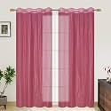 RDK Polyester Sheer-Net Fancy Sheer Sparkling Long Door Curtain (Pink, 10 feet)- 2pcs