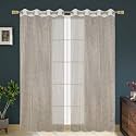 RDK Polyester Sheer-Net Fancy Sheer Sparkling Long Door Curtain (Cream, 10 feet)- 2pcs