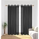 RDK Polyester Sheer-Net Fancy Sheer Sparkling Window Curtain (Black, 6 feet)- 2pcs