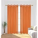 RDK Polyester Sheer-Net Fancy Sheer Sparkling Long Door Curtain (Orange, 10 feet)- 2pcs