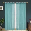 RDK Polyester Sheer-Net Fancy Sheer Sparkling Long Door Curtain (Aqua, 9 feet)- 2pcs