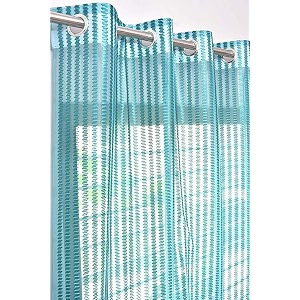 rdk premium fancy sparkling beautiful sheer striped string hanging color polyester tissue net pattern eyelet curtain aqua long door-10 feet-1 pcs