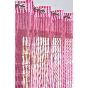 rdk premium fancy sparkling beautiful sheer striped string hanging color polyester tissue net pattern eyelet curtain pink window-6 feet-1 pcs