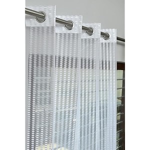 rdk premium fancy sparkling beautiful sheer striped string hanging color polyester tissue net pattern eyelet curtain white long door-9 feet-1 pcs