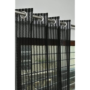 rdk premium fancy sparkling beautiful sheer striped string hanging color polyester tissue net pattern eyelet curtain black window-5 feet-1 pcs