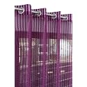 RDK Premium Fancy Sparkling Beautiful Sheer Striped String Hanging Color Polyester Tissue net Pattern Eyelet Curtain (Purple, Window-5 feet)-1 pcs