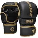 RDX MMA Gloves Sparring Grappling, Hybrid Open Palm Martial Arts Mitts Men Women, Maya Hide Leather Wrist Support, Cage Fighting Combat Sports Boxing Glove Training, Muay Thai, Punching Bag Kickboxing