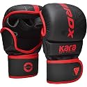 RDX MMA Gloves Sparring Grappling, Hybrid Open Palm Martial Arts Mitts Men Women, Maya Hide Leather Wrist Support, Cage Fighting Combat Sports Boxing Glove Training, Muay Thai, Punching Bag Kickboxing