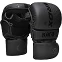 RDX MMA Gloves Sparring Grappling, Hybrid Open Palm Martial Arts Mitts Men Women, Maya Hide Leather Wrist Support, Cage Fighting Combat Sports Boxing Glove Training, Muay Thai, Punching Bag Kickboxing
