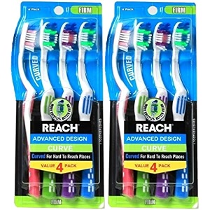 reach advanced design curve firm toothbrushes 4 count pack of 2 total 8 toothbrushes colors may vary
