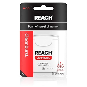 reach cleanburst waxed floss cinnamon 55 yards pack of 8