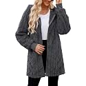 ReachMe Women's Oversized Sherpa Jacket Zip Up Fleece Hoodie