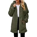 ReachMe Women's Oversized Sherpa Jacket Zip Up Fleece Hoodie