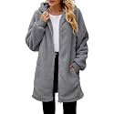ReachMe Women's Oversized Sherpa Jacket Zip Up Fleece Hoodie