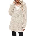 ReachMe Women's Oversized Sherpa Jacket Zip Up Fleece Hoodie