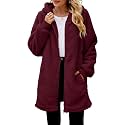 ReachMe Women's Oversized Sherpa Jacket Zip Up Fleece Hoodie