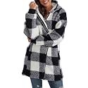 ReachMe Women's Oversized Sherpa Jacket Zip Up Fleece Hoodie