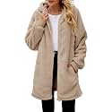 ReachMe Women's Oversized Sherpa Jacket Zip Up Fleece Hoodie