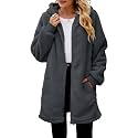 ReachMe Women's Oversized Sherpa Jacket Zip Up Fleece Hoodie