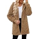 ReachMe Women's Oversized Sherpa Jacket Zip Up Fleece Hoodie