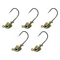 Reaction Tackle Tungsten Swimbait Jig Heads with 3D Realistic Eyes for Bass, Swim Bait Jig Head Hooks for Freshwater or Saltwater Fishing Lures (5-Pack)
