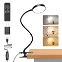 iFalarila Reading Light with Remote, LED Desk Lamp Clip on [1H Timer &amp; Nightlight] RA>95 Dimmable Flexible Gooseneck, Reading Lamp with Clamp for Table - 3.5'' (Adapter Included)