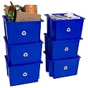 ReadySpace 13 Gallon Heavy Duty Stackable Recycling Bins, 6-Pack