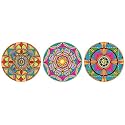 Real Art Wall Hanging Ceramic Plate 7' - 3 pcs Set Gift Packing Multicolor… (Design 6)