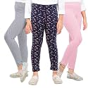 Real Basics Girls Cotton Printed Non-Transparent Regular Fit Ankle Length Leggings (3 Leggings Set)