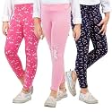 Real Basics Girls Cotton Printed Non-Transparent Regular Fit Ankle Length Leggings (3 Leggings Set)
