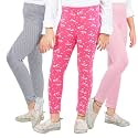 Real Basics Girls Cotton Printed Non-Transparent Regular Fit Ankle Length Leggings (3 Leggings Set)