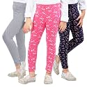 Real Basics Girls Cotton Printed Non-Transparent Regular Fit Ankle Length Leggings (3 Leggings Set)