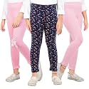 Real Basics Girls Cotton Printed Non-Transparent Regular Fit Ankle Length Leggings (3 Leggings Set)