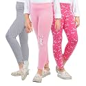 Real Basics Girls Cotton Printed Non-Transparent Regular Fit Ankle Length Leggings (3 Leggings Set)