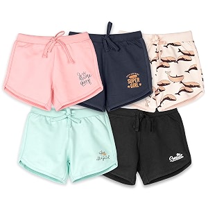 real basics premium multicolour cotton shorts for girls pack of 5