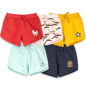 real basics premium multicolour cotton shorts for girls pack of 5
