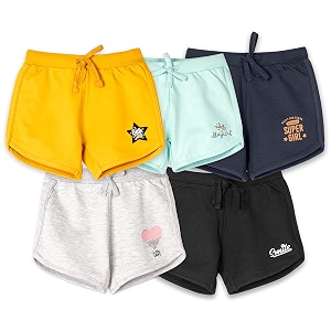 real basics premium multicolour cotton shorts for girls pack of 5