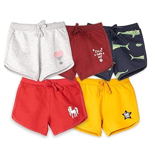 real basics premium multicolour cotton shorts for girls pack of 5