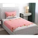 REALDREAM Single Fitted bedsheet with Elastic, bedsheet for Single Bed Glace Elastic Fitted with 1 Pillow Cover (72x48x Upto 6 Inches) (Flower-Pink)