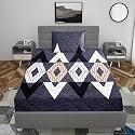 REALDREAM Single Fitted bedsheet with Elastic, bedsheet for Single Bed Glace Elastic Fitted with 1 Pillow Cover (72x48x Upto 6 Inches) (Grey-Leaves)