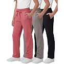 Real Essentials 3 Pack: Girls' Fleece Open Bottom Soft Athletic Performance Casual Sweatpants(Ages 7-16)