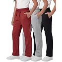 Real Essentials 3 Pack: Girls' Fleece Open Bottom Soft Athletic Performance Casual Sweatpants(Ages 7-16)
