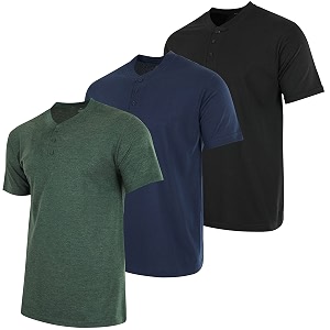 real essentials 3 pack mens casual long amp short sleeve cotton henley lightweight button t-shirt long sleeve - set