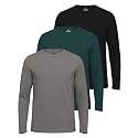 Real Essentials 3 Pack: Mens Casual Long &amp; Short Sleeve Cotton Henley Lightweight Button T-Shirt, Long Sleeve - Set