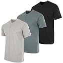 Real Essentials 3 Pack: Mens Casual Long &amp; Short Sleeve Cotton Henley Lightweight Button T-Shirt, Long Sleeve - Set
