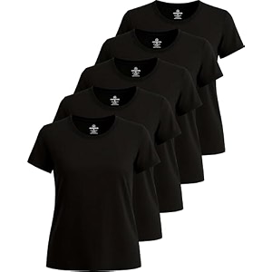 real essentials 5 pack women39s dry fit tech stretch short-sleeve crew neck athletic t-shirt available in plus size set medium