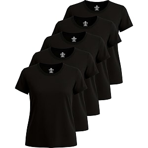 real essentials 5 pack women39s dry fit tech stretch short-sleeve crew neck athletic t-shirt available in plus size set medium